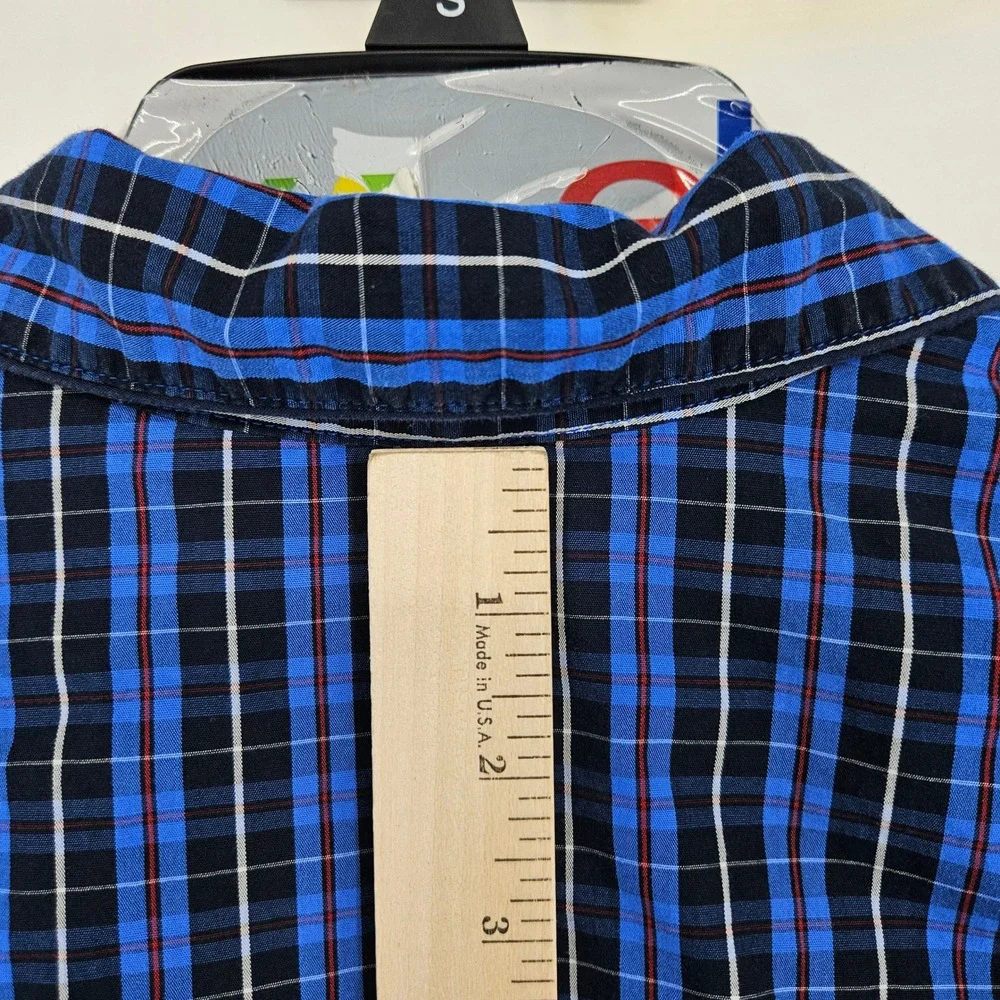 Polo Ralph Lauren‎ Pajama Shirt Mens Large Blue Plaid Cotton Long Sleeve Button